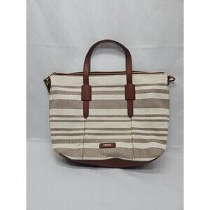 Fossil Striped Handbag Cream/brown